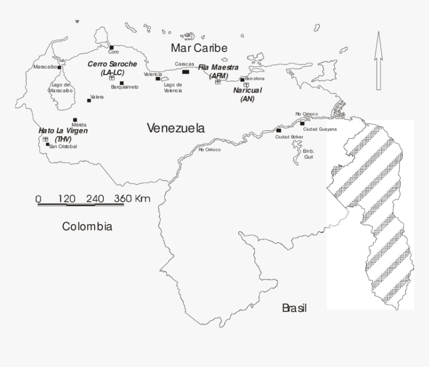 Mapa De Venezuela Donde Se Muestran Las Cuatro Localidades, HD Png Download, Free Download