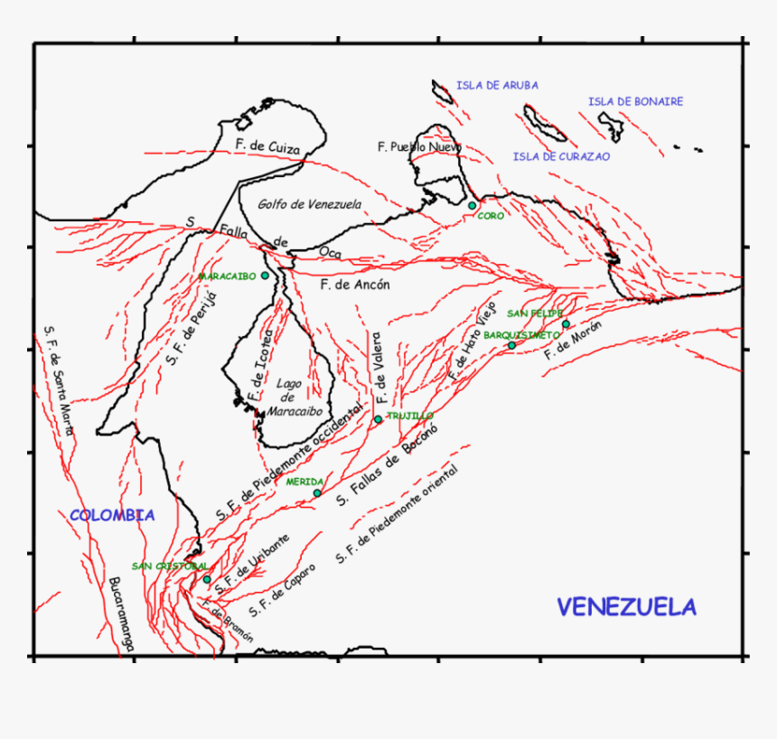 Mapa Neotectónico Del Occidente Venezolano Con Las, HD Png Download, Free Download