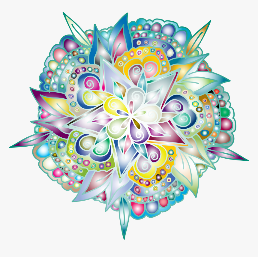 Hand Drawn Floral Line Art Prismatic Clip Arts, HD Png Download, Free Download
