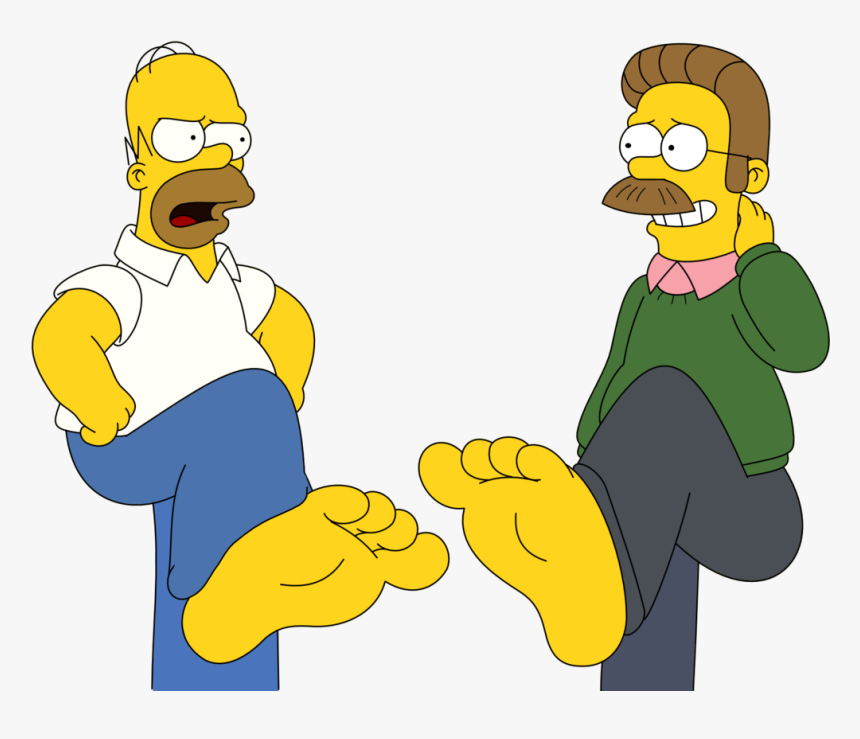 Homer Simpson And Ned Flanders Feet Stomping By Skippy1989-dajul58, HD Png Download, Free Download