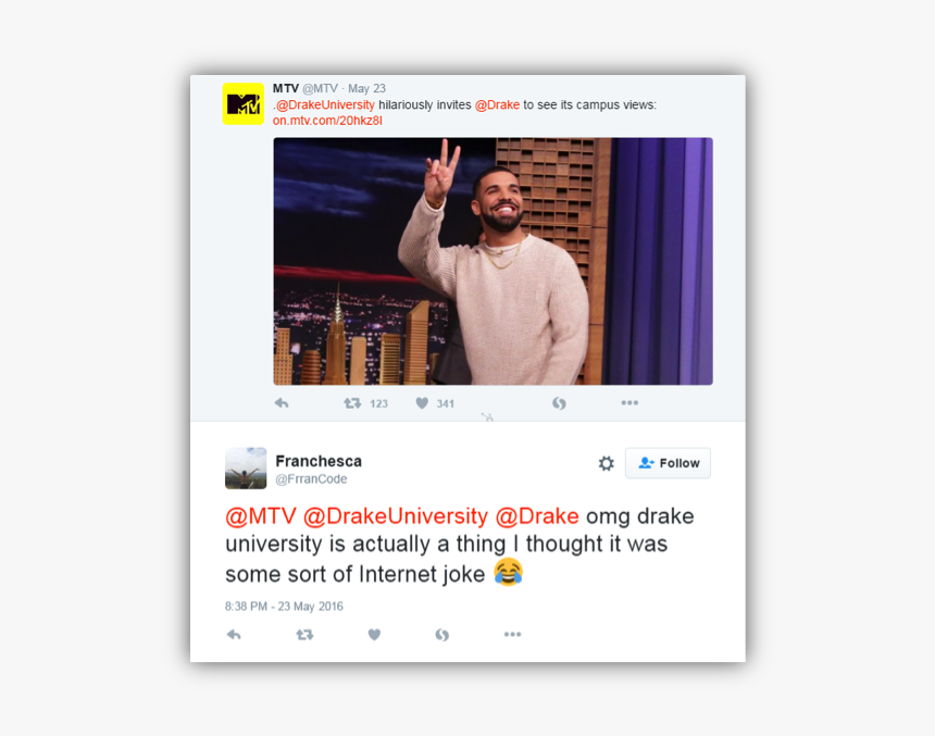 Mtv Drake University Tweet, HD Png Download, Free Download