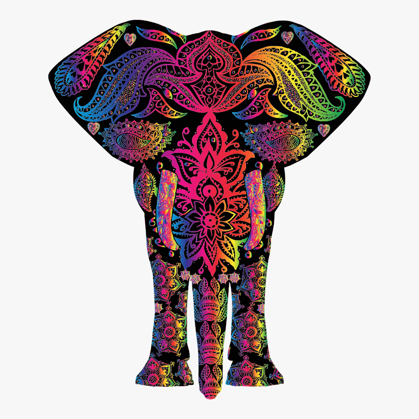 Rainbow Floral Pattern Elephant, HD Png Download, Free Download