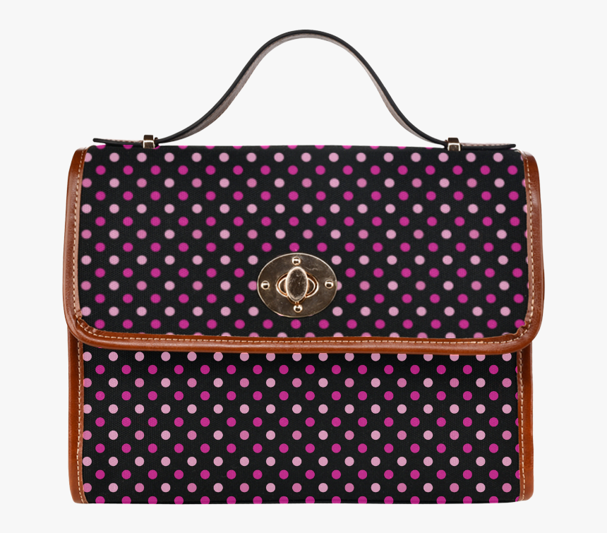 Black With Pink Dots Pattern Waterproof Canvas Bag/all, HD Png Download, Free Download