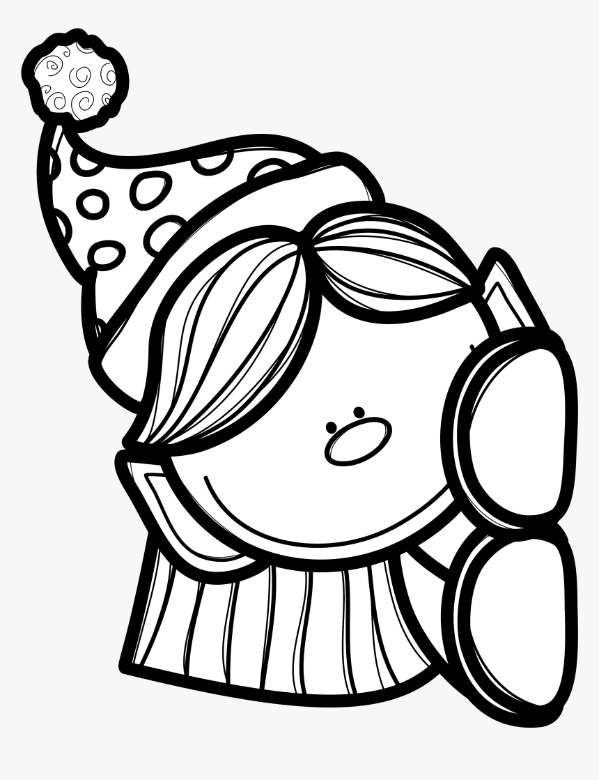 Black And White Coloring Pages Of Girl Elf Peeking - Elf Black And White Clip Art, HD Png Download, Free Download