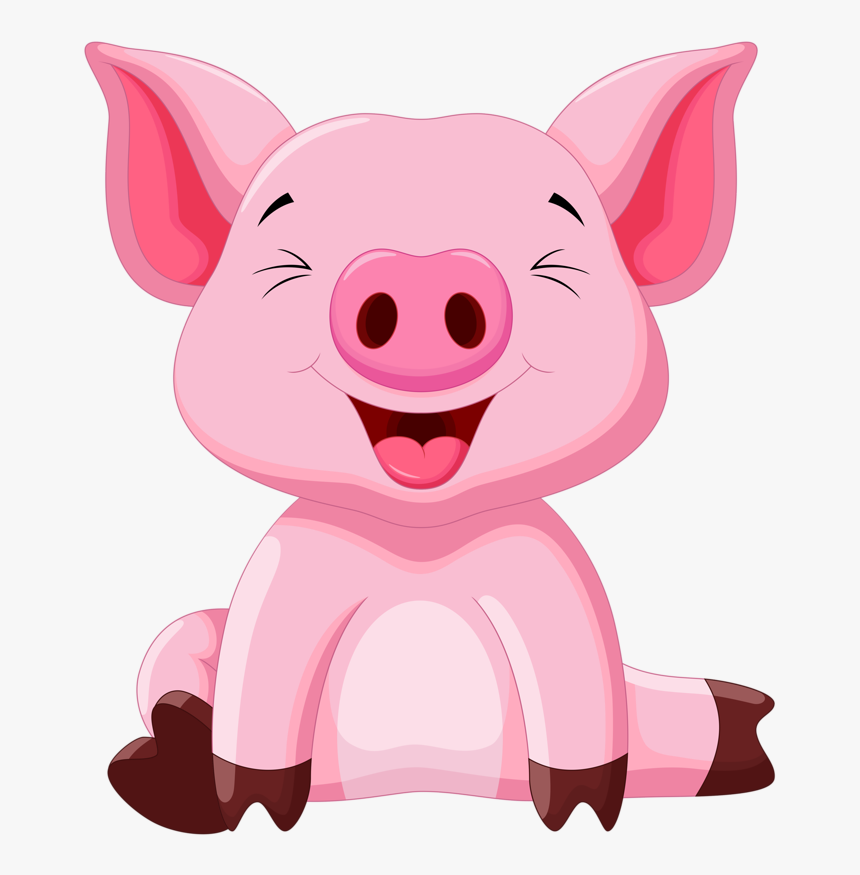 Pink Domestic Cartoon Pig Png Download Free Clipart - Cute Pig Cartoon, Transparent Png, Free Download