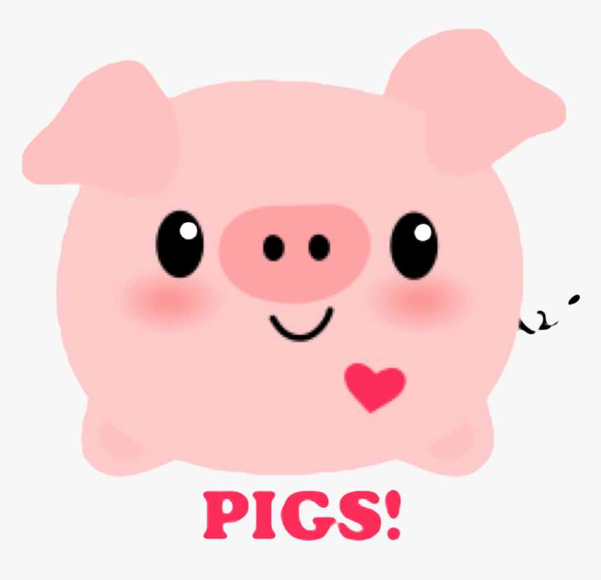 Pig Pink Cute Kawaii Heart Mud Dirty Pork Oink Animal - Kawaii Pigs, HD Png  Download - kindpng