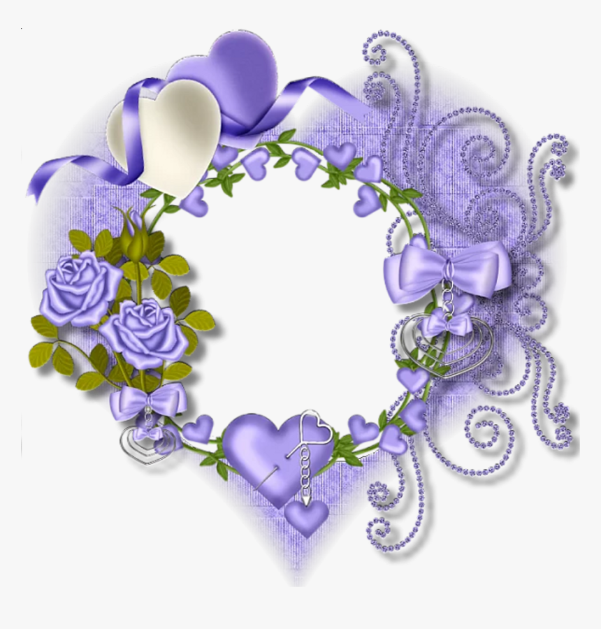 Purple Flower And Heart Border, HD Png Download, Free Download