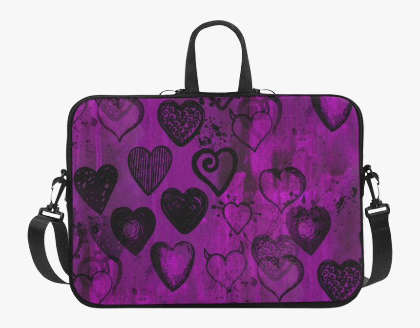 Grunge Purple Hearts Laptop Handbags 17" - Handbag, HD Png Download, Free Download