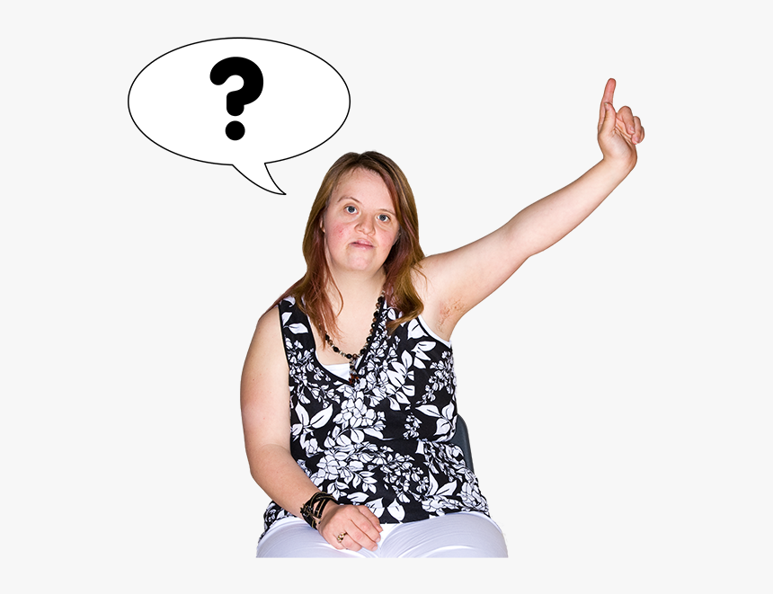 Woman With Hand Up - Down Syndrome Child Asking Question, HD Png Download, Free Download