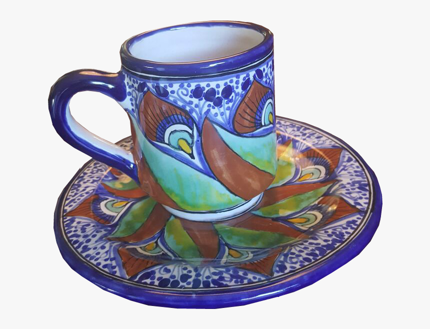 Rustica Gift & Talavera Pottery Coffee Mug And Saucer - Coffee Cup, HD Png Download, Free Download