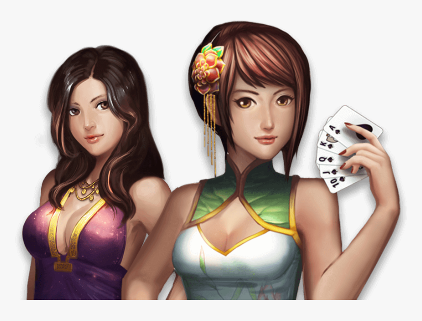 Daidigames Asian Poker Capsa Banting Big Two - Poker Girl Cartoon Png, Transparent Png, Free Download