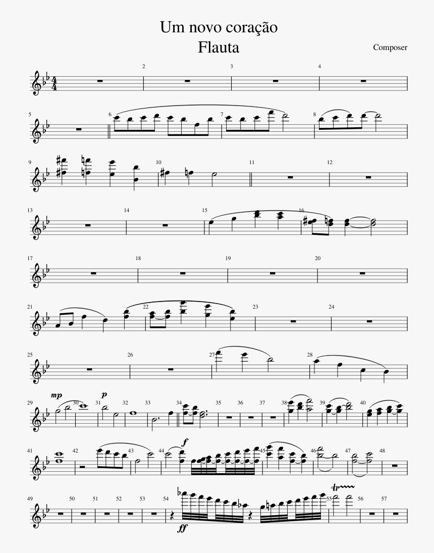 Um Novo Coração Partitura Flauta, HD Png Download, Free Download