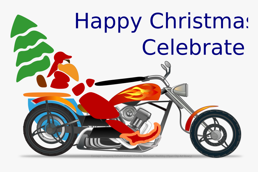 Santa On Chopper - Harley Davidson Motorcycle Clipart, HD Png Download, Free Download