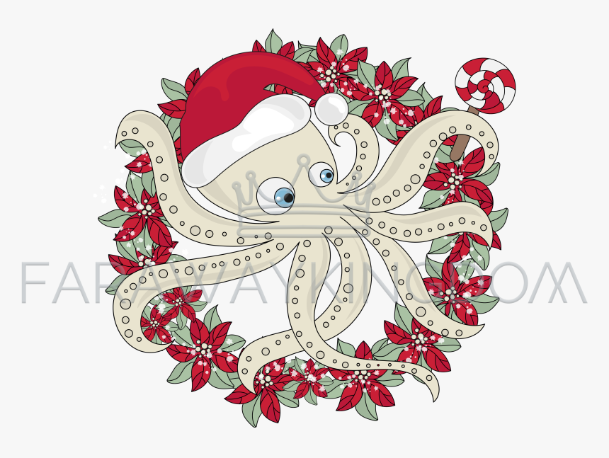 Christmas Octopus Cartoon, HD Png Download, Free Download