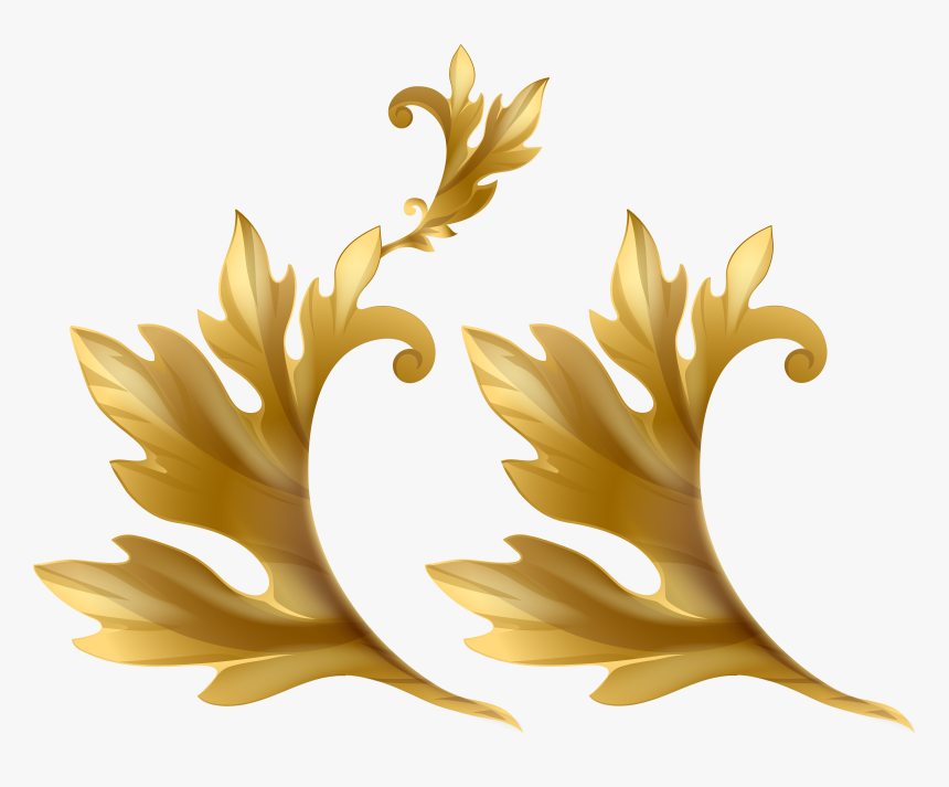 Gold Floral Design Png , Png Download - Gold Flower Clipart Png, Transparent Png, Free Download