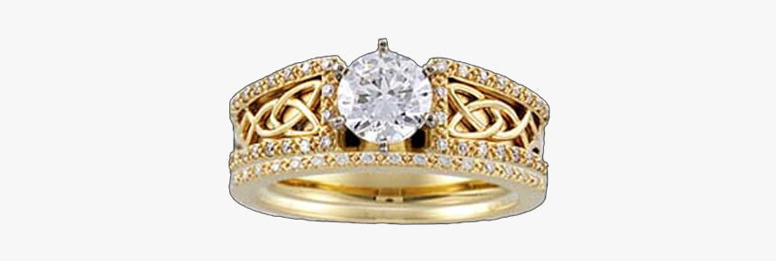 Celtic Gold Design Engagement Ring - Scotting Wedding Ring, HD Png Download, Free Download