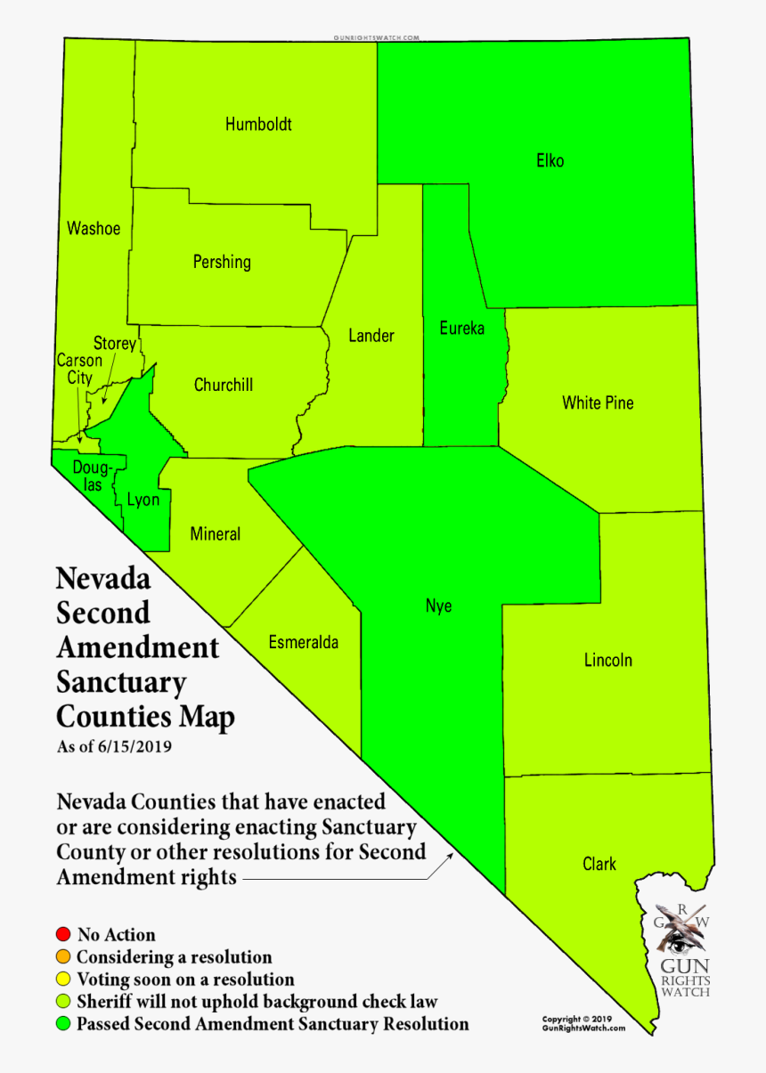 Nevada Second Amendment Sanctuary Counties Map - Second Amendment Sanctuary Nevada, HD Png Download, Free Download
