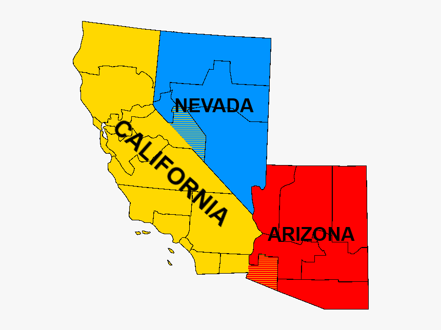 California - California Arizona And Nevada Map, HD Png Download, Free Download