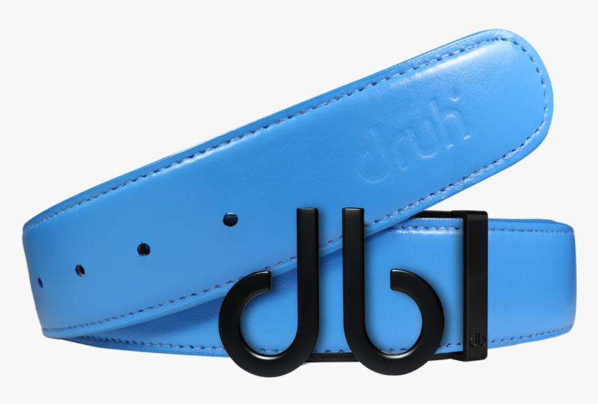 Full Grain Leather Belt In Sky Blue With Matte Black - Belt, HD Png Download, Free Download