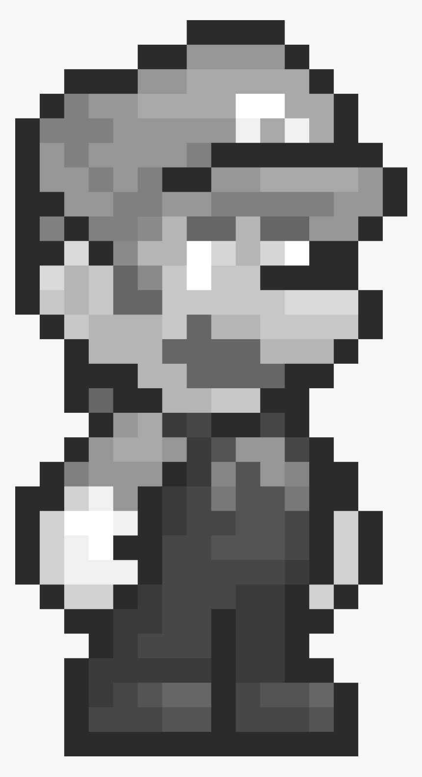 Black And White Mario - Blue Slime Pixel Art, HD Png Download, Free Download