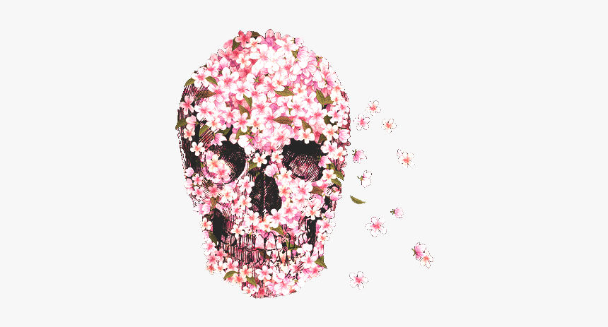 Flowers, Skull, And Pink Image - Cute Skull Background, HD Png Download, Free Download