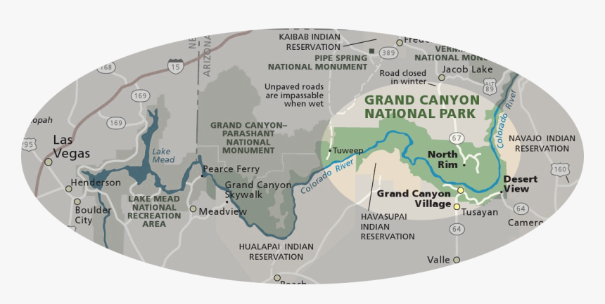 Grand Canyon Map - Simple Grand Canyon National Park Map, HD Png Download, Free Download