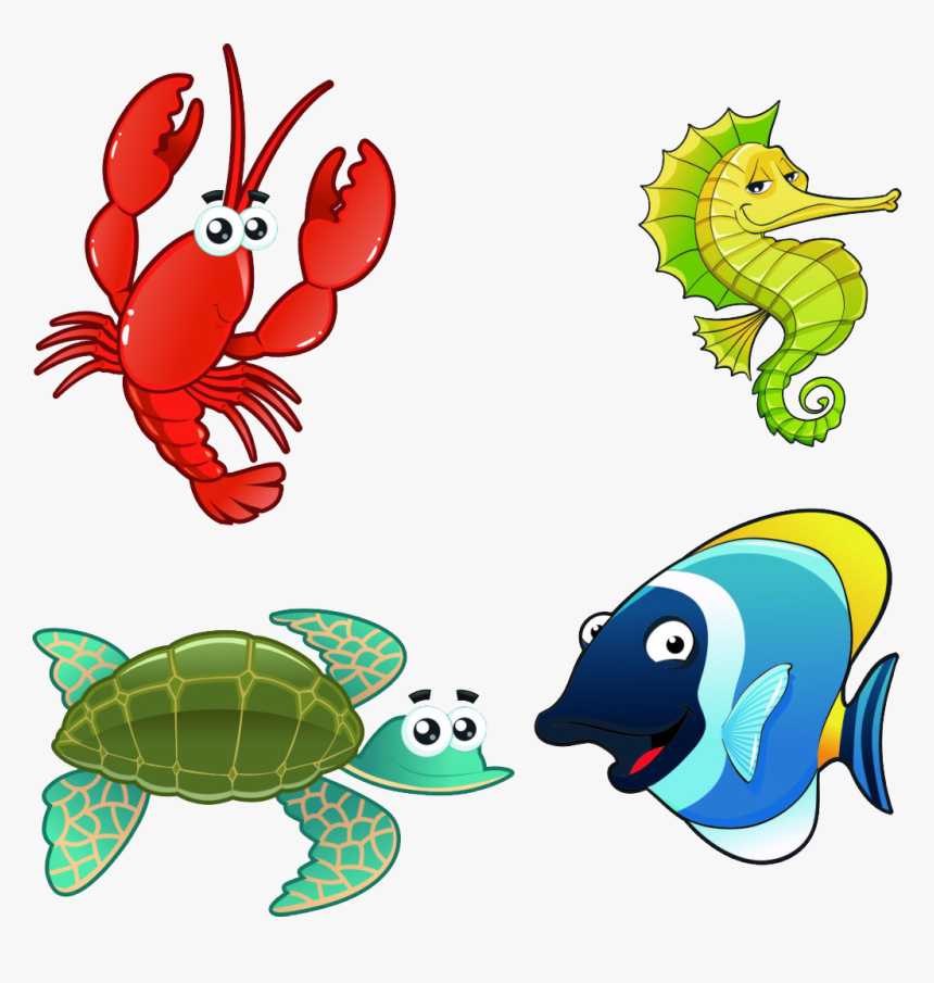 Aquatic Animal Marine Illustration Fish Aquarium Fishaquarium - Transparent Cartoon Ocean Animals, HD Png Download, Free Download