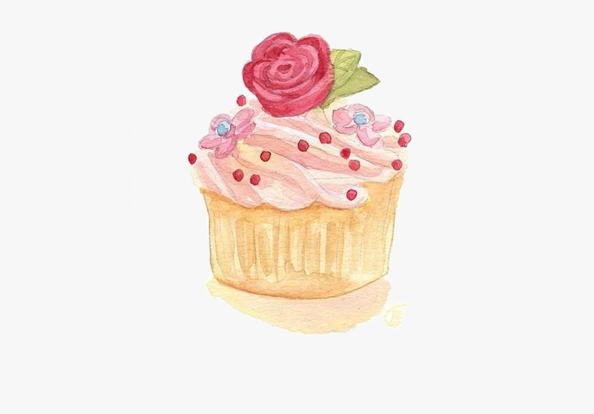 Cupcake Watercolor Painting Illustration - Happy Birthday Watercolor Cupcake, HD Png Download, Free Download