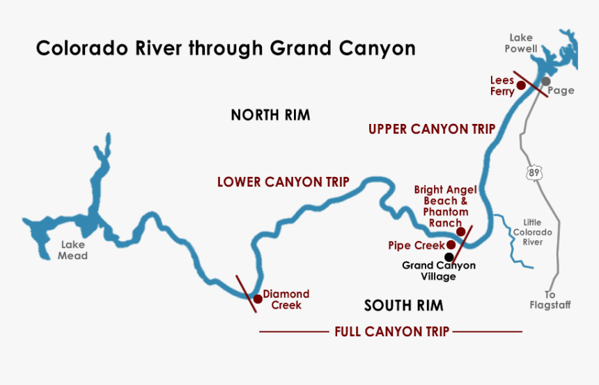 Map Of Colorado River In Grand Canyon - Colorado River Grand Canyon Maps, HD Png Download, Free Download