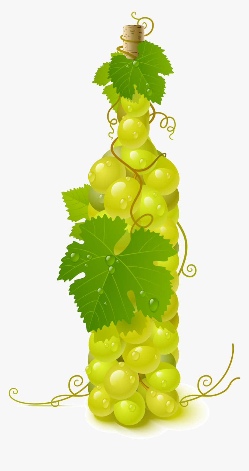 Wine Common Grape Vine - Grapes In A Bottle, HD Png Download, Free Download