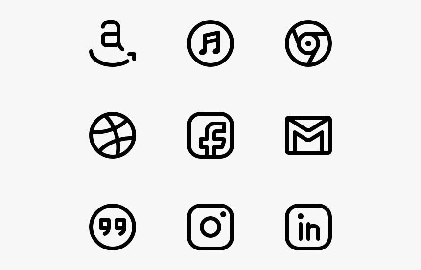 Social Media Outline Icons, HD Png Download, Free Download