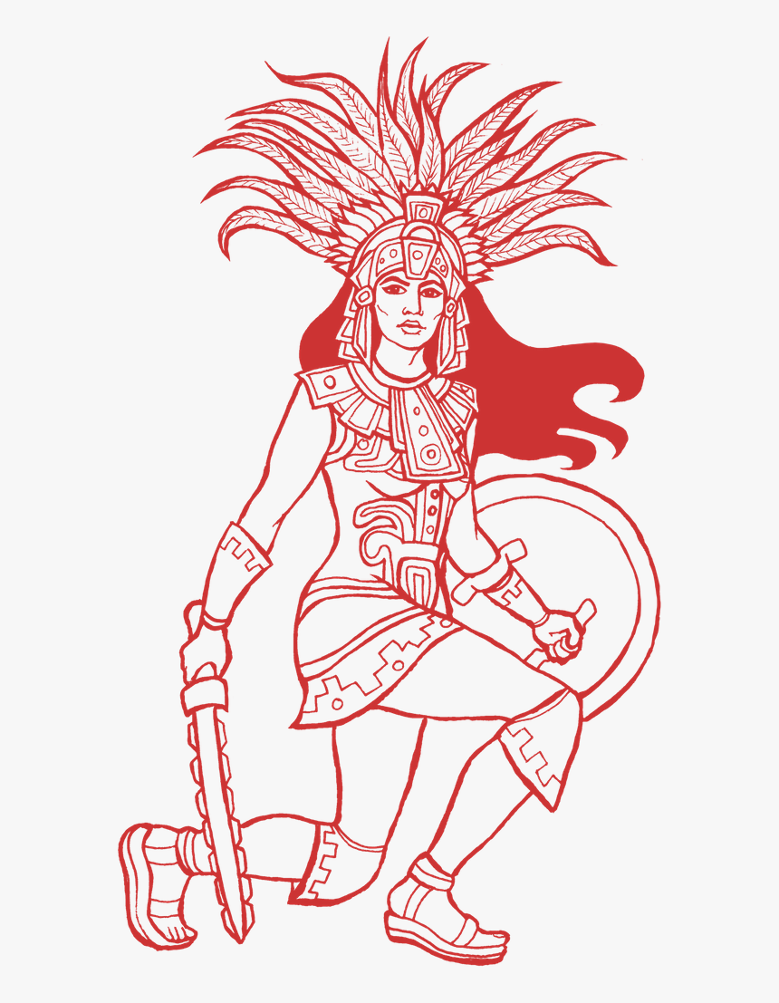 Transparent Aztec Warrior Png - Aztec Warrior Line Drawing, Png Download, Free Download