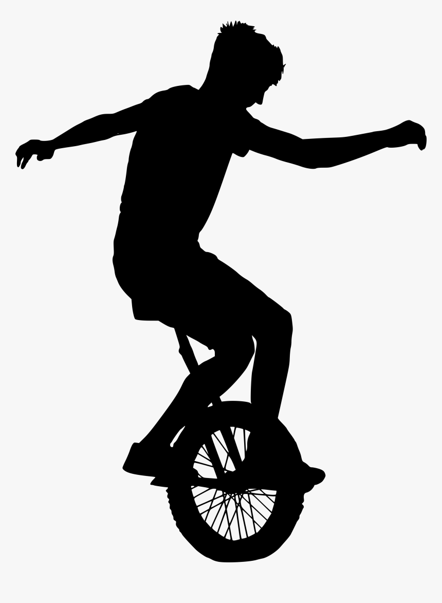 Silhouette Of Person On Unicycle, HD Png Download, Free Download