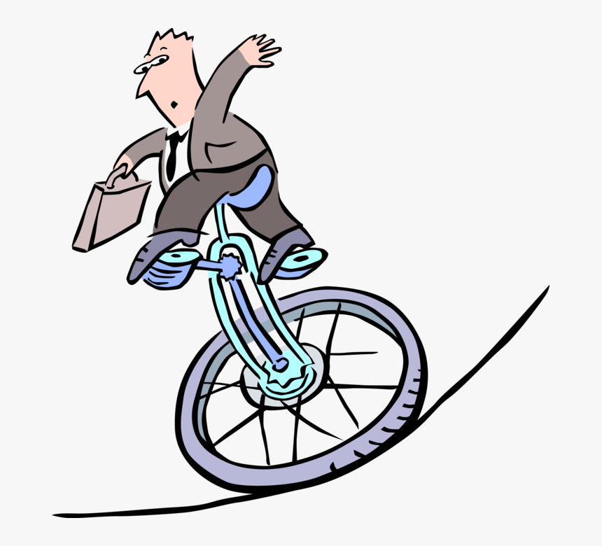 Vector Illustration Of Businessman Balancing On Unicycle - Hybrid Bicycle, HD Png Download, Free Download