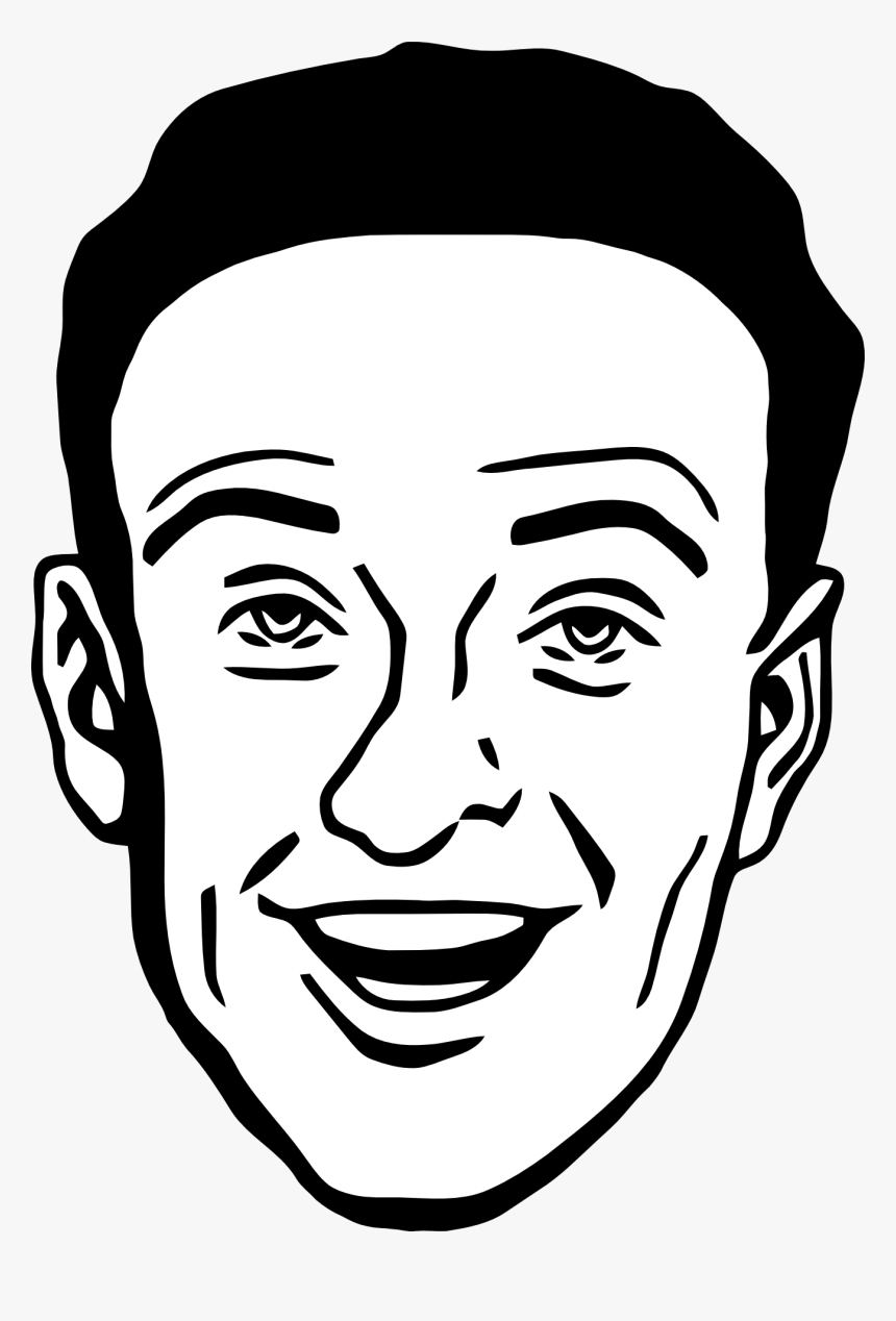 Vector Drawing Of Comic Man Character Profile Avatar - Smiling Man Face Drawing, HD Png Download, Free Download