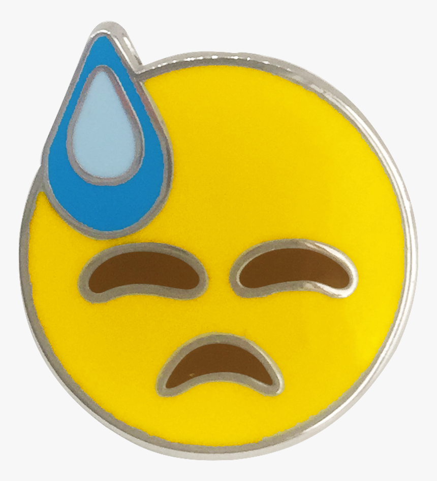 Cold Sweat Emoji Pin - Circle, HD Png Download, Free Download