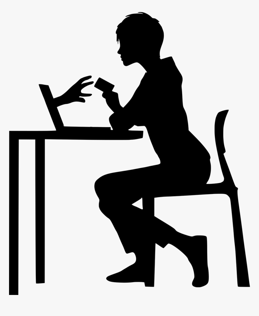 Silhouette People On Computer, HD Png Download, Free Download