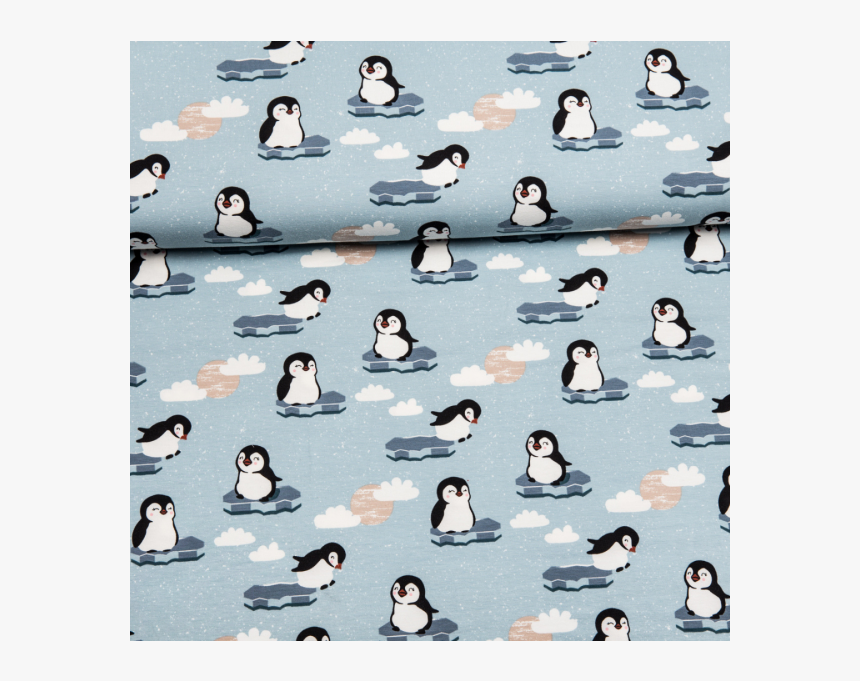 Cotton Jersey Printed Penguins Light Blue - Gull, HD Png Download, Free Download