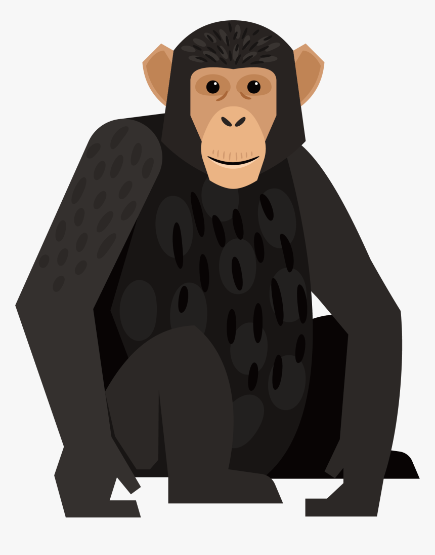 Graphic Royalty Free Chimpanzee Monkey Orangutan Black - Chimpanzee Graphic, HD Png Download, Free Download