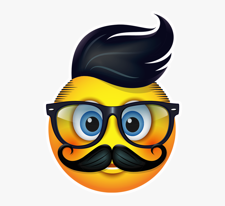 Hair & Glasses Emoji - Emojis With Mustache, HD Png Download, Free Download