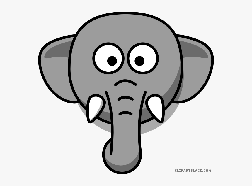 Elephant Head Animal Free Black White Clipart Images - Elephant Face Drawing Cartoon, HD Png Download, Free Download