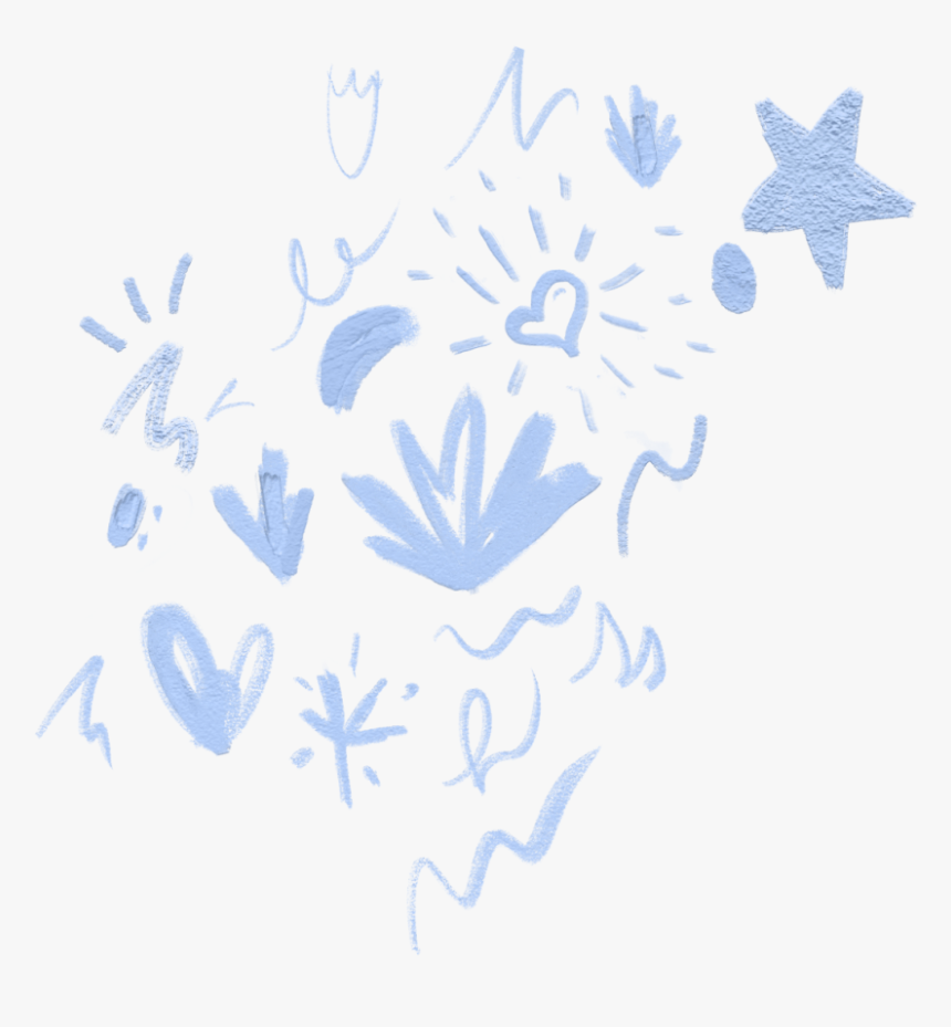 Stars Heart Overlay Sticker Light Blue - Drawing, HD Png Download, Free Download