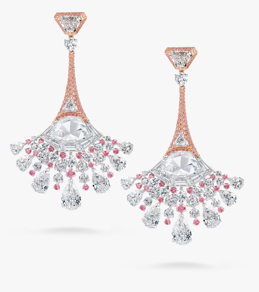 Peacock White And Pink Diamond Earrings 09 01 - Earrings, HD Png Download, Free Download