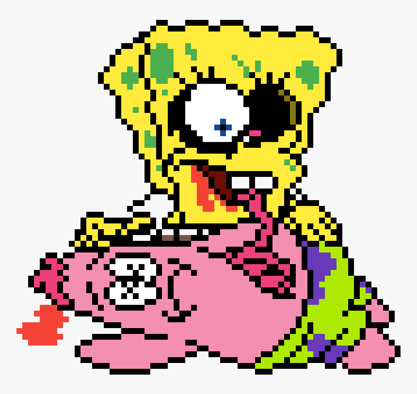 Zombie Spongebob Pixel Art, HD Png Download, Free Download