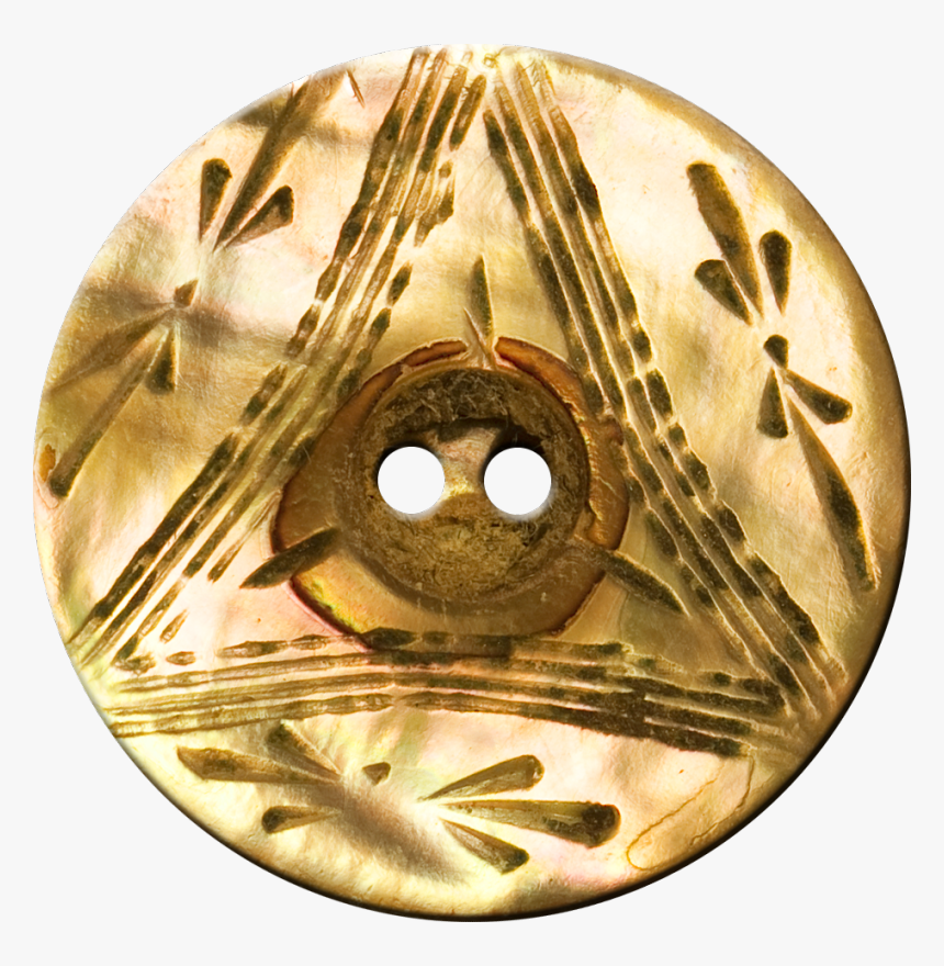Button With Triangle And Floral Design, Old Gold - Old Button Png, Transparent Png, Free Download