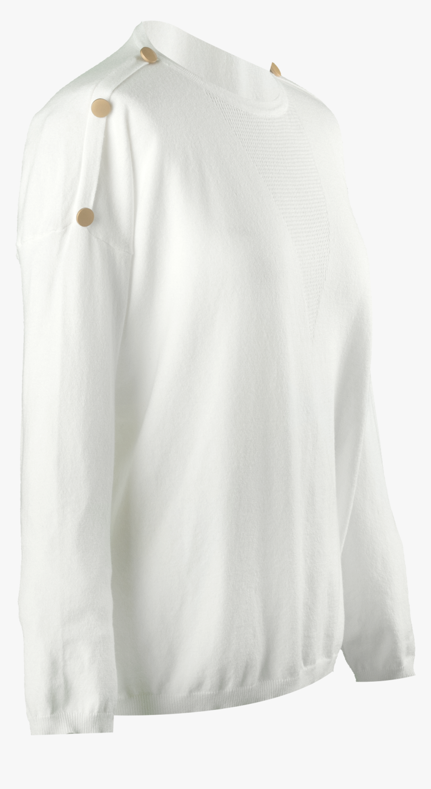 Emilia Gold Button Sleeve Jumper In Cream - Blouse, HD Png Download, Free Download
