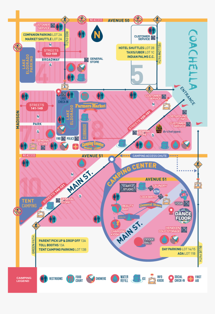 Coachella Camping Map 2018, HD Png Download, Free Download