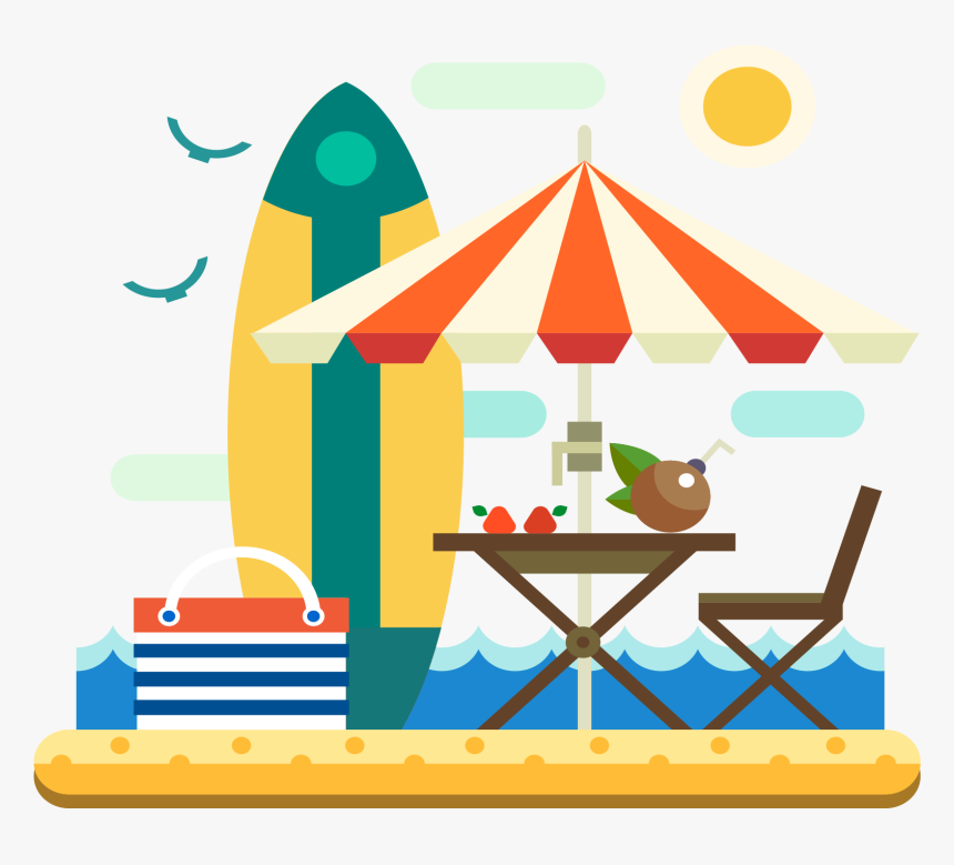 Traveling Clipart Travel Design - Flat Design Beach Png, Transparent Png, Free Download