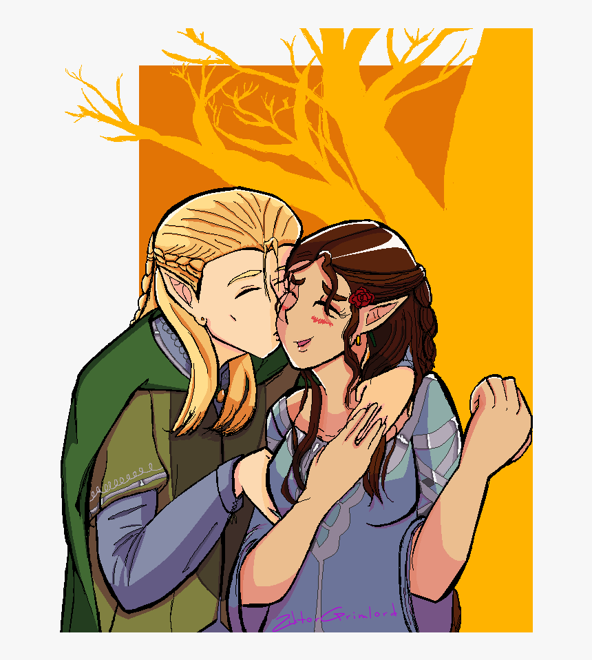 [commission] Lithorniel/legolas - Cartoon - Kiss On Lips, HD Png Download, Free Download