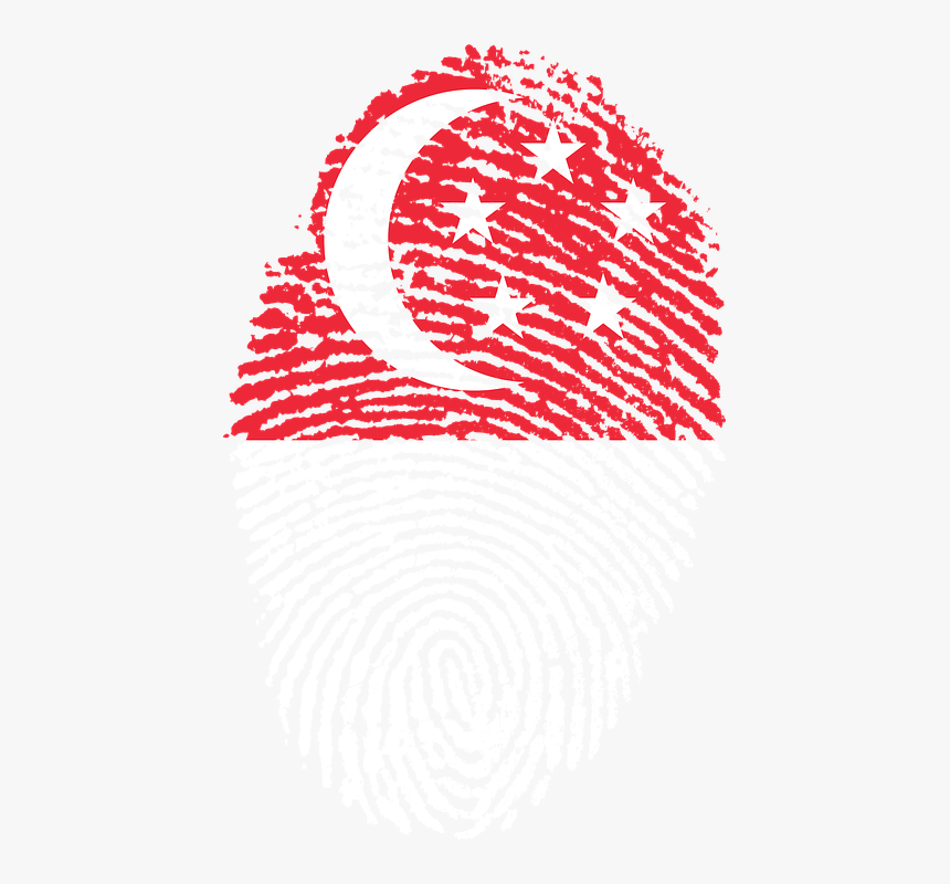 Singapore, Flag, Fingerprint, Country, Pride, Identity - Singapore Flag Fingerprint, HD Png Download, Free Download